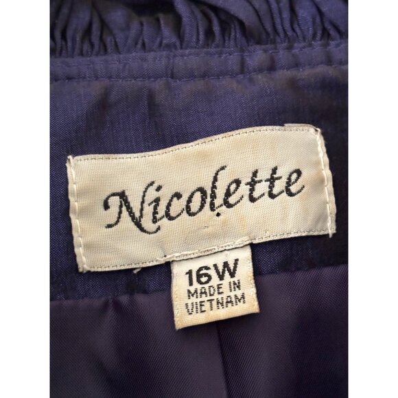 Nicolette Womens Formal Midnight Blue Satin Finish  Jacket 16W - Picture 5 of 16